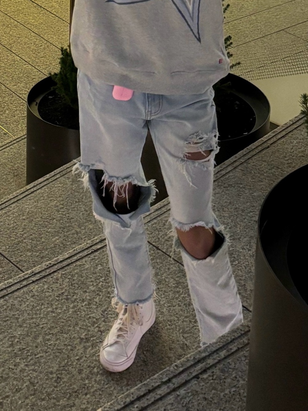 Nasty Gal Light Blue High Rise Distressed Ripped Jeans